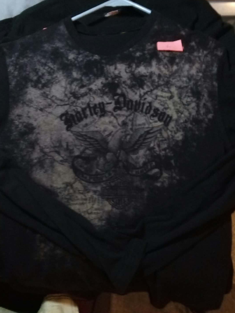 Harley-Davidson Black Long Sleeve Graphic Tee with Distressed Print SzL